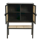 Woven Rattan and Wood Cabinet with 2 Doors