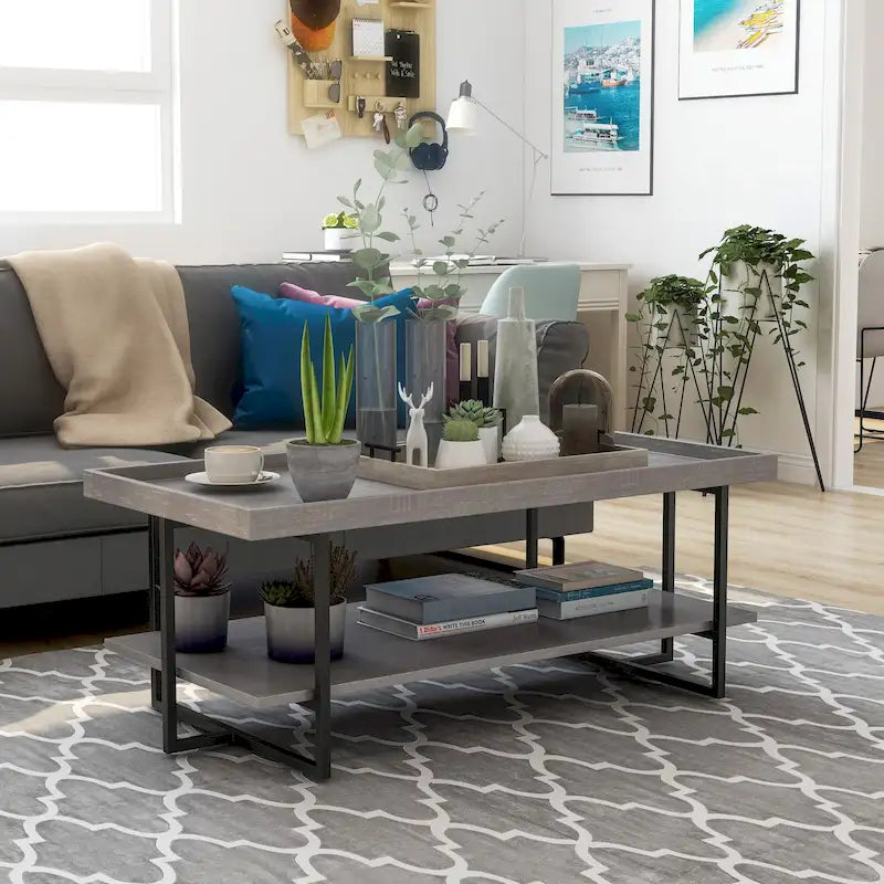 Damara Transitional 47-inch Metal 1-Shelf Coffee Table by Furniture of America