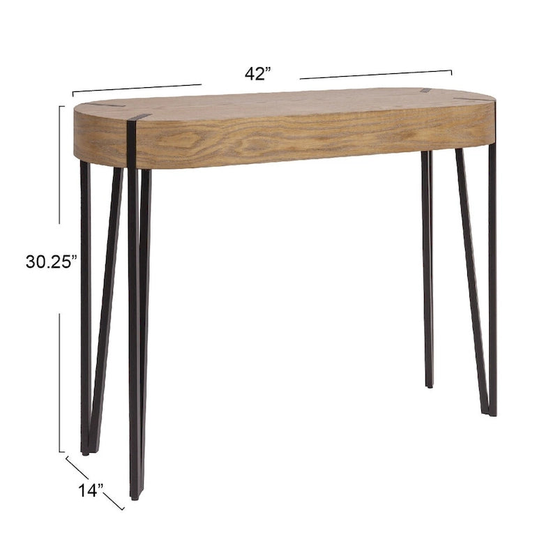 Astoria Wood Console Table with Metal Hairpin Legs - 42.0L x 14.0W x 30.3H