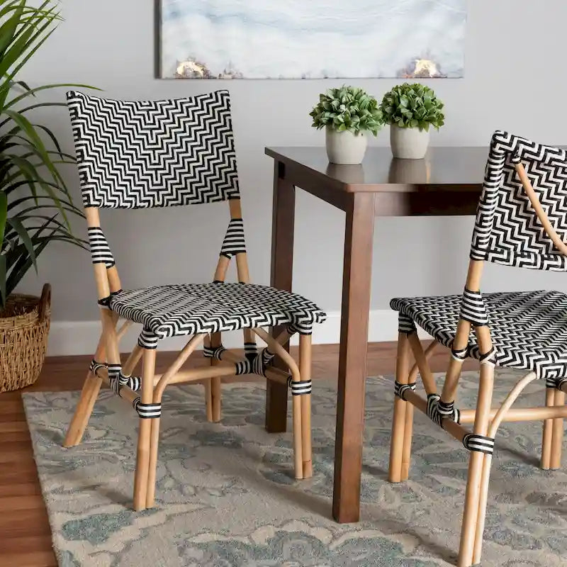 Wagner Modern French styled Natural Rattan Bistro Chair with Weaving