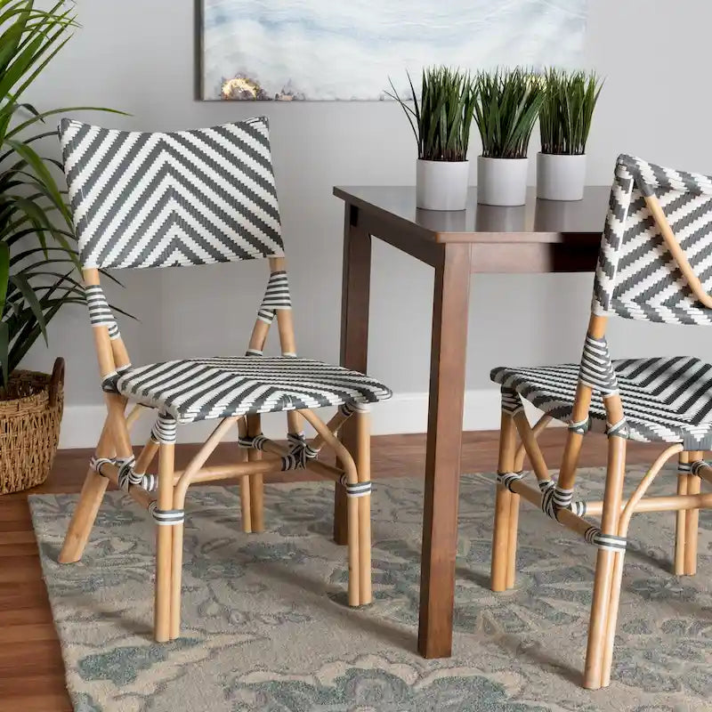 Wagner Modern French styled Natural Rattan Bistro Chair with Weaving