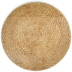 Rattan and Seagrass Handmade Woven Tapered Coffee Table or Accent Table with Glass Top Brown