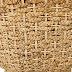 Rattan and Seagrass Handmade Woven Tapered Coffee Table or Accent Table with Glass Top Brown
