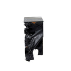 Teak Wood Live Edge Tree Stump Console Table with Clear Glass Top - Black - Roche River Decor - 16W x 49L x 32H