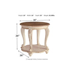 Realyn End Table - White/Brown - 26 W x 26 D x 25.88 H
