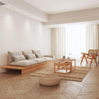 JASIWAY Cotton Line Beige Sofa With Wood Frame