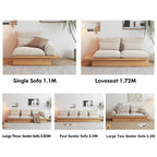 JASIWAY Cotton Line Beige Sofa With Wood Frame
