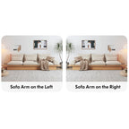JASIWAY Cotton Line Beige Sofa With Wood Frame