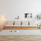 JASIWAY Cotton Line Beige Sofa With Wood Frame