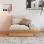 JASIWAY Cotton Line Beige Sofa With Wood Frame