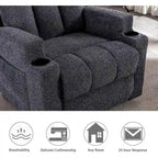 Manual Recliner Massage and Heating Chair Sofa with 2 Cup Holders Breathable Fabric