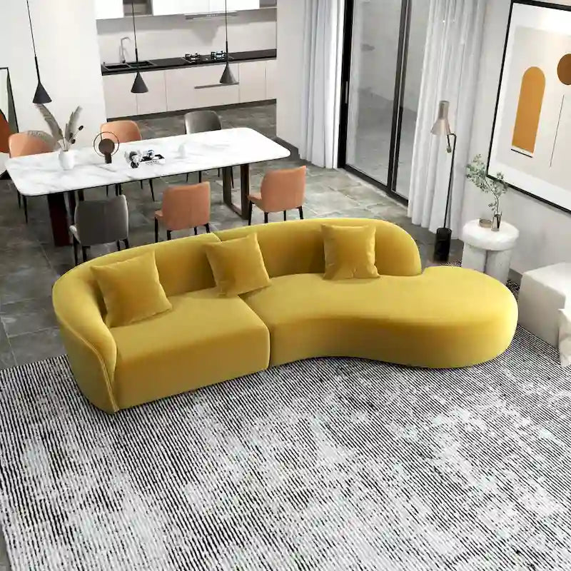 Gallar Japandi Style Luxury Modern Velvet Curved Sofa