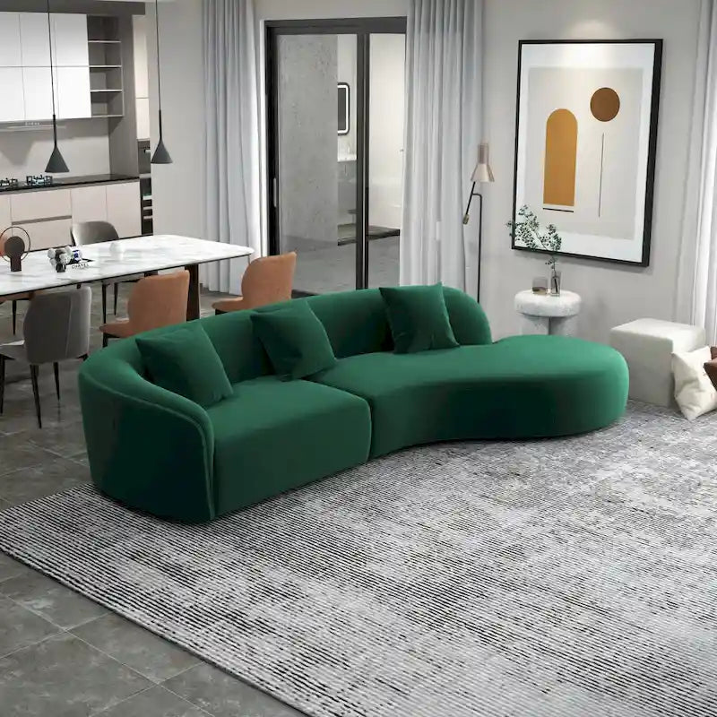 Gallar Japandi Style Luxury Modern Velvet Curved Sofa