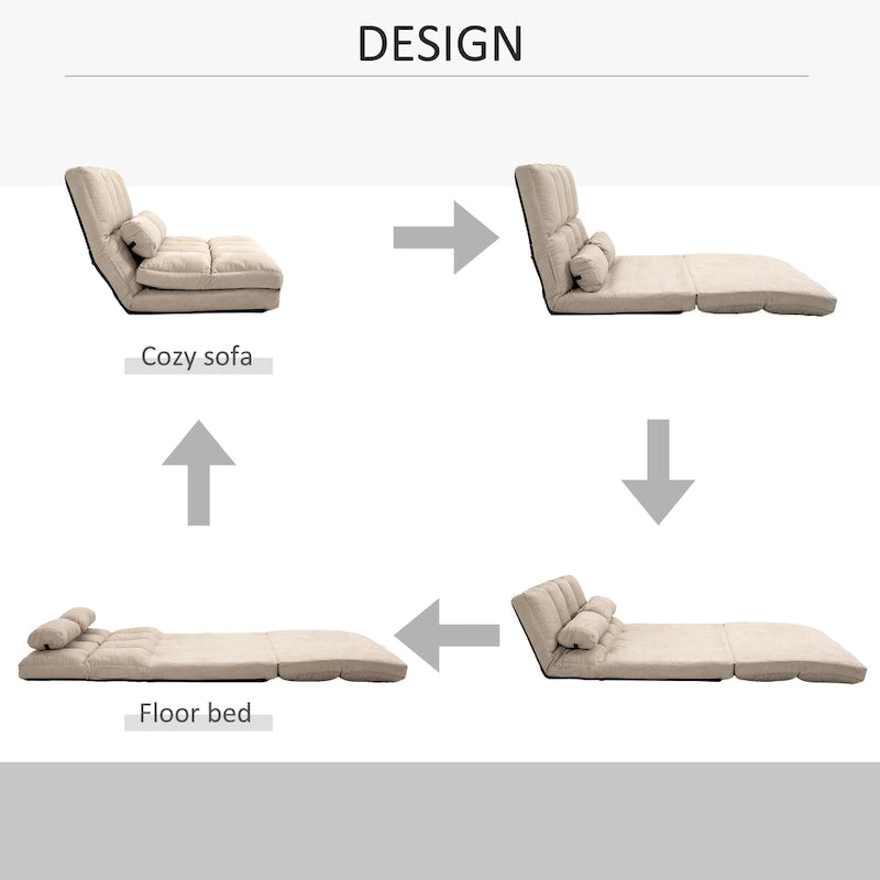 HOMCOM Convertible 7-position Floor Sofa Bed with Adjustable Backrest