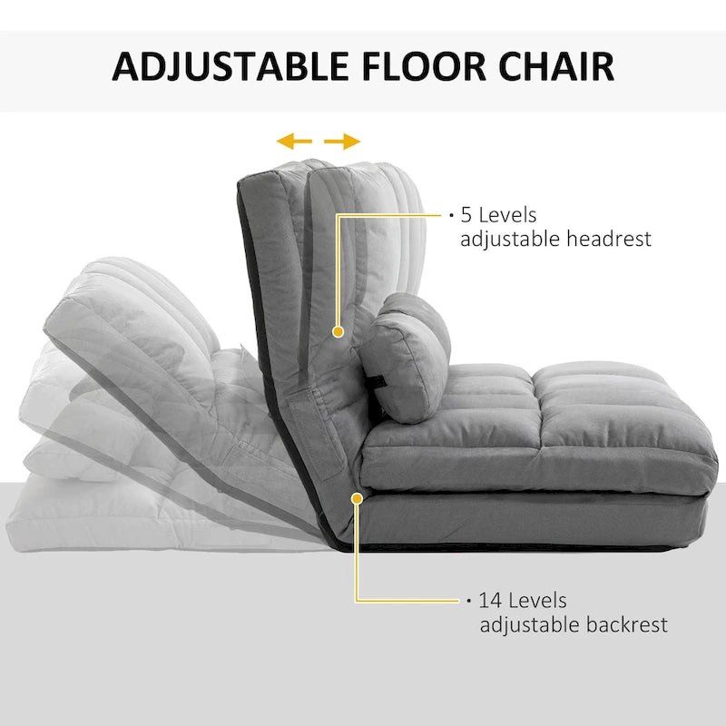 HOMCOM Convertible 7-position Floor Sofa Bed with Adjustable Backrest