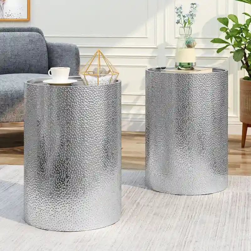 Brookhaven Hammered Accent Table (Set of 2) by Christopher Knight Home