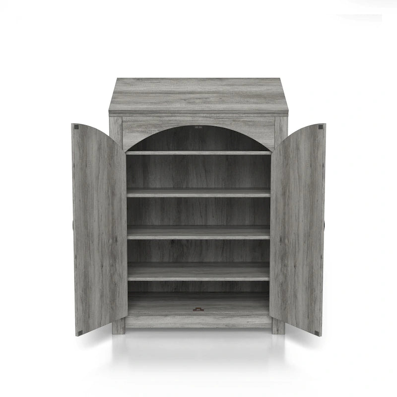  Jody Farmhouse Adjustable 4-Shelf Double-Door Shoe Cabinet with Lift-top Storage by 