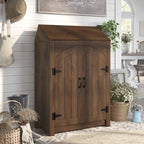 Jody Farmhouse Adjustable 4-Shelf Double-Door Shoe Cabinet with Lift-top Storage by