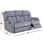 Dale Blue-grey Fabric Upholstered Reclining Sofa