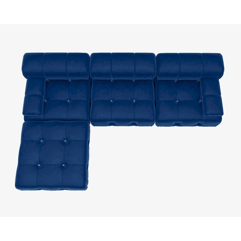 104 Wide Velvet Reversible Modular Sofa & Chaise with Ottoman