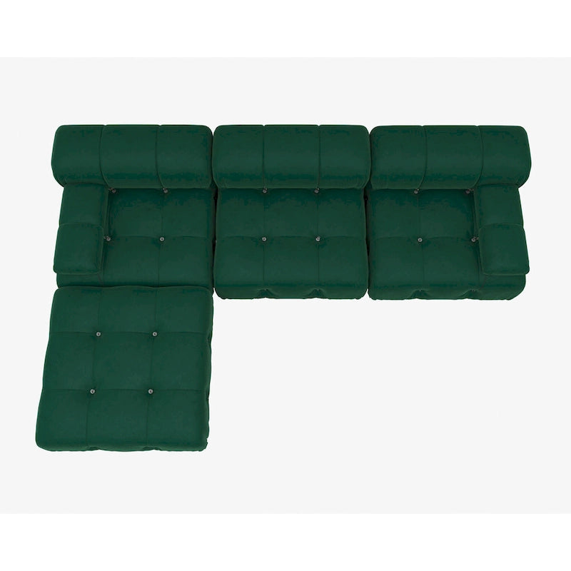 104 Wide Velvet Reversible Modular Sofa & Chaise with Ottoman