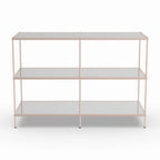 SEI Furniture Grant Modern Metal Console Table with Glass Top and Shelves