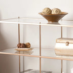 SEI Furniture Grant Modern Metal Console Table with Glass Top and Shelves