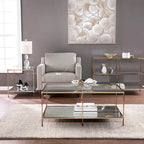 SEI Furniture Grant Modern Metal Console Table with Glass Top and Shelves