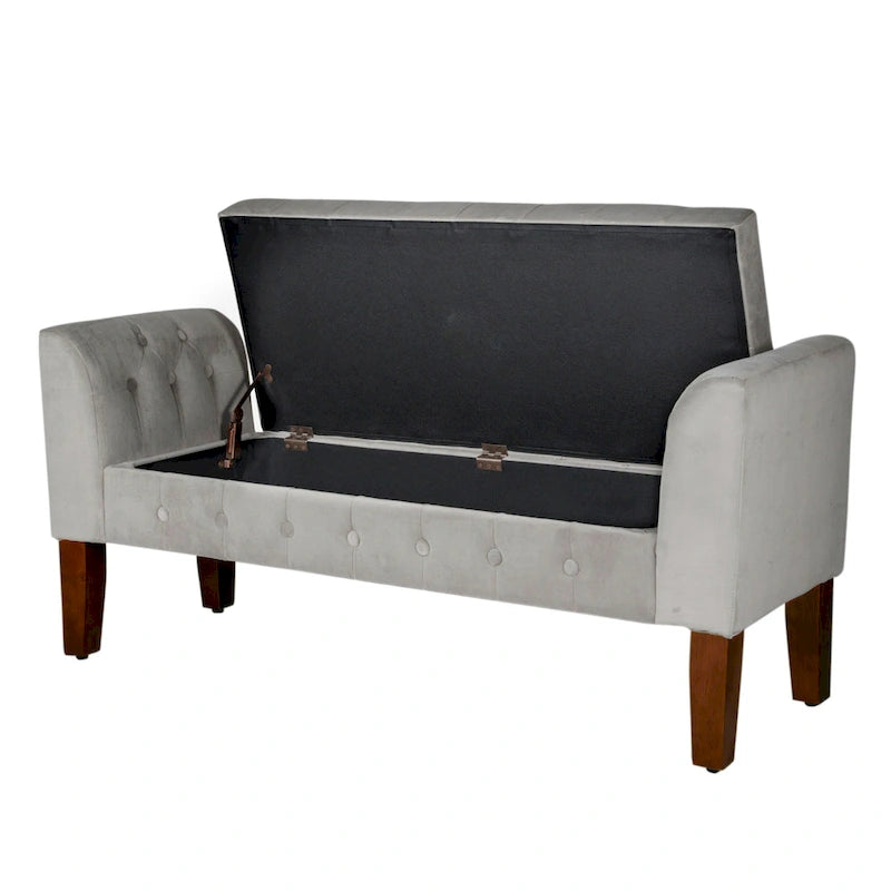 Copper Grove ArumDove Grey Velvet Settee-style Storage Bench