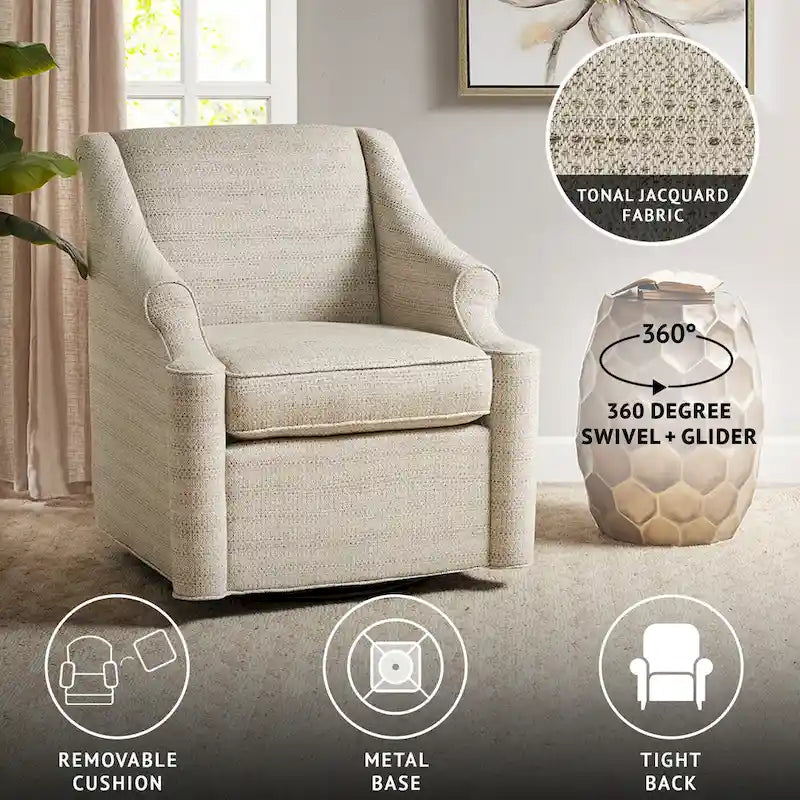 Madison Park Benton Tan 360 degree Swivel Glider Chair