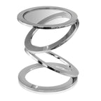 HomeRoots 17 Silver And Clear Glass and Aluminum Round Abstract End Table