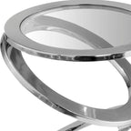 HomeRoots 17 Silver And Clear Glass and Aluminum Round Abstract End Table