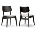 Set of 2  Black Wood Chair with Light Grey Fabric Seat