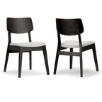 Set of 2  Black Wood Chair with Light Grey Fabric Seat