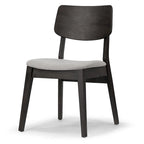 Set of 2  Black Wood Chair with Light Grey Fabric Seat