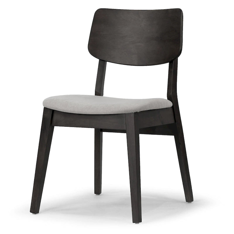 Set of 2  Black Wood Chair with Light Grey Fabric Seat