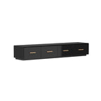 Black Entertainment Center Spacious Luxurious TV Stand Golden Accents - 70.9