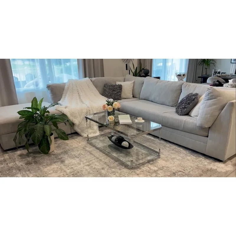 Chrome Coffee Tables Glass Coffee Table with Shelf