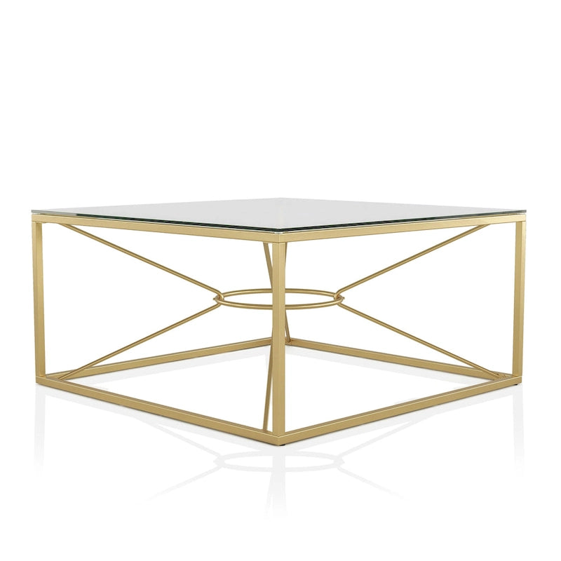 Taylan Glam Gold Coated 35-inch Steel and Glass Coffee Table by Furniture of America