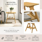 Roundhill Furniture Arona Mid-Century Modern Wood End Table with Shelf