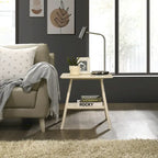 Roundhill Furniture Arona Mid-Century Modern Wood End Table with Shelf