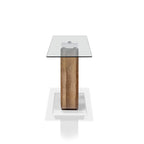Tong Contemporary White and Natural Geometric Base 47-inch Glass Top Sofa Table by Strick & Bolton