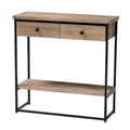 Silas Modern Industrial Natural Brown Finished Wood and Black Metal 2-Drawer Console Table