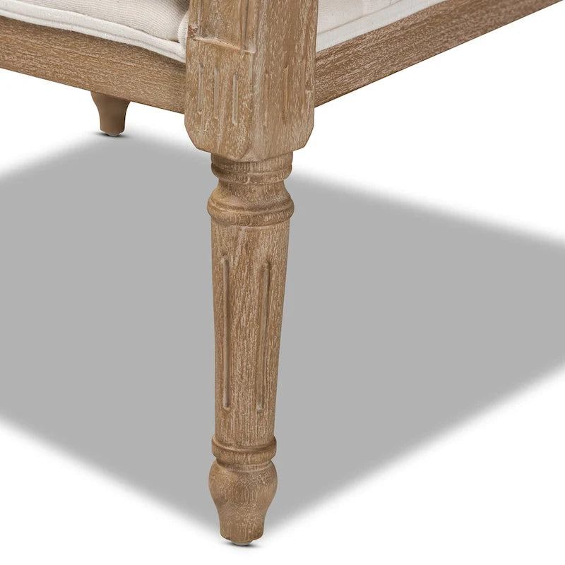 Clemence French Provincial Fabric Upholstered Wood Armchair