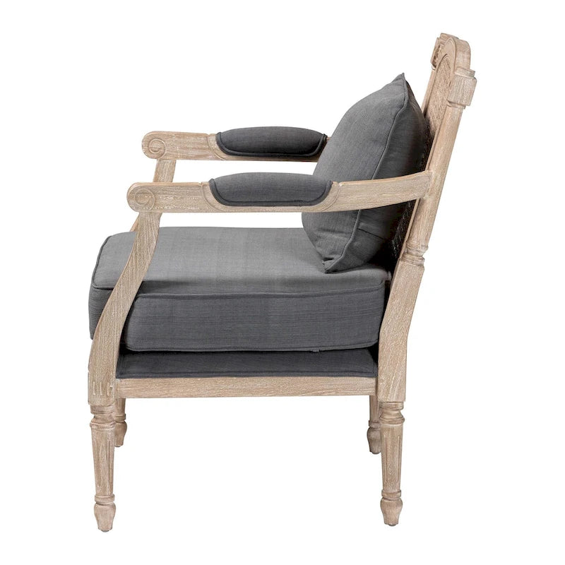 Clemence French Provincial Fabric Upholstered Wood Armchair