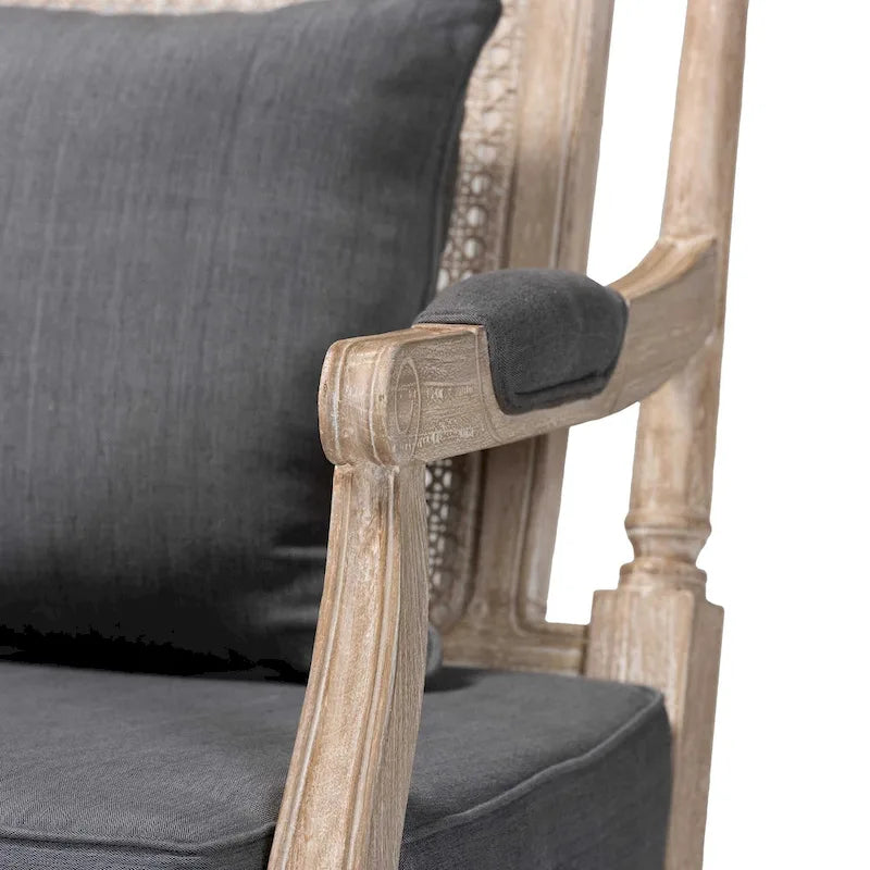 Clemence French Provincial Fabric Upholstered Wood Armchair