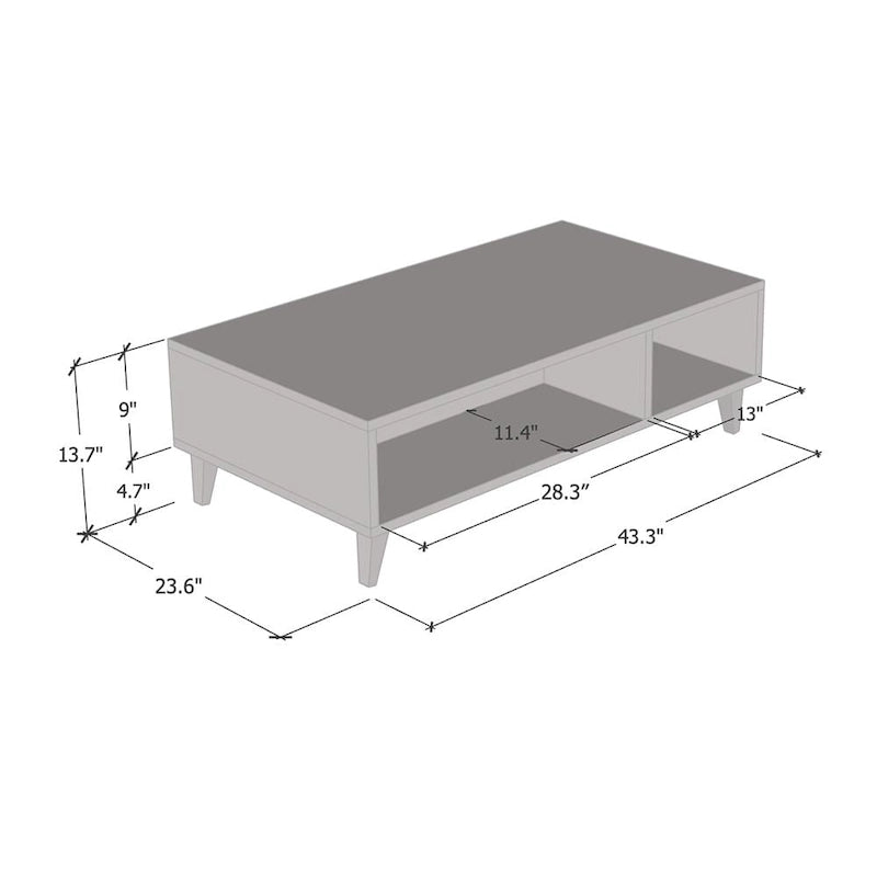 Nord 43 Coffee Table - 13.7 H x 43.3 W x 23.6 D