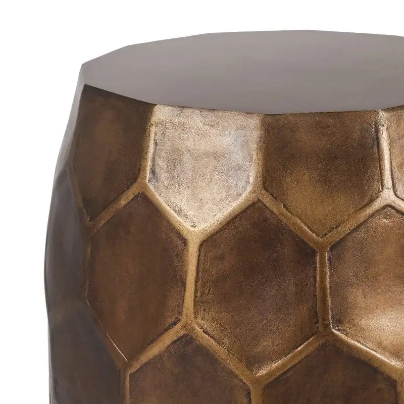 Adeco Round Copper End Table Outdoor Side Table or Stool for Patio