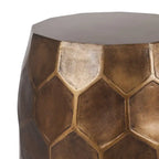 Adeco Round Copper End Table Outdoor Side Table or Stool for Patio