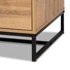 Franklin Oak Brown Wood and Black Metal 2-Drawer Coffee Table